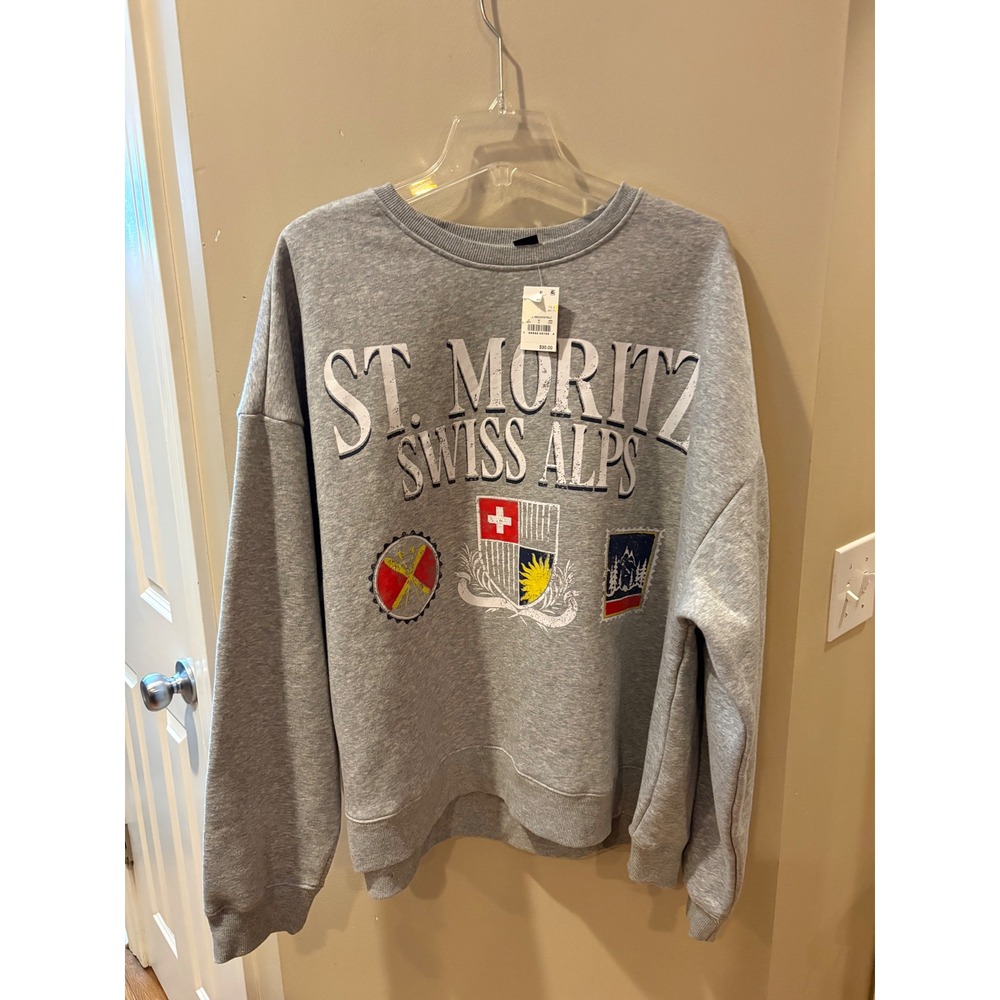 New target Mad Engine St Moritz Swiss Alps $65 Graphic Sweatshirt Grey XL NWT